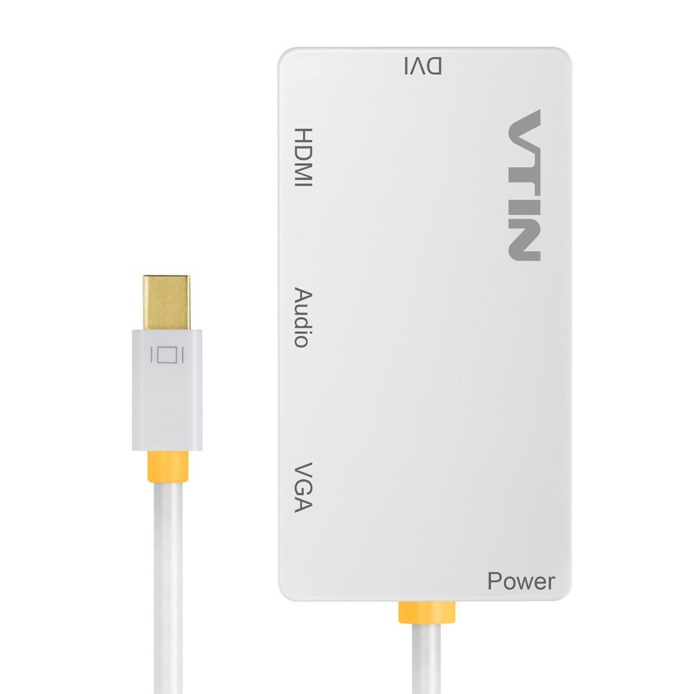 【4-in-1】【Mini DP to VGA/HDMI/DVI/Audio】変換アダプター 【音声出力対応】【金メッキ端子】【
