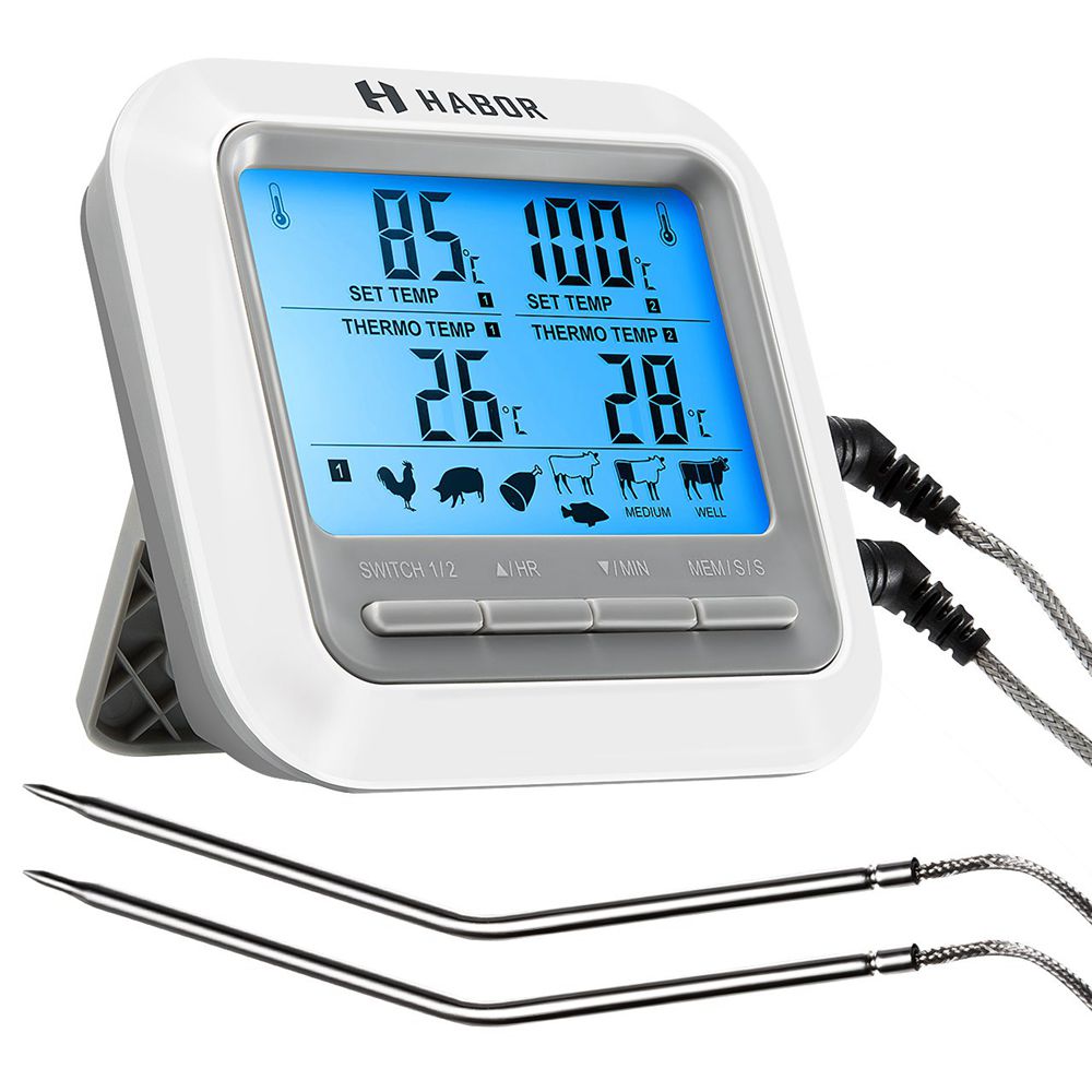 クッキング温度計 調理用温度計 料理用 LCD大画面 2本プローブ オーブン温度計 タイマー アラーム機能 デジタル温度計 デジ - ウインドウを閉じる